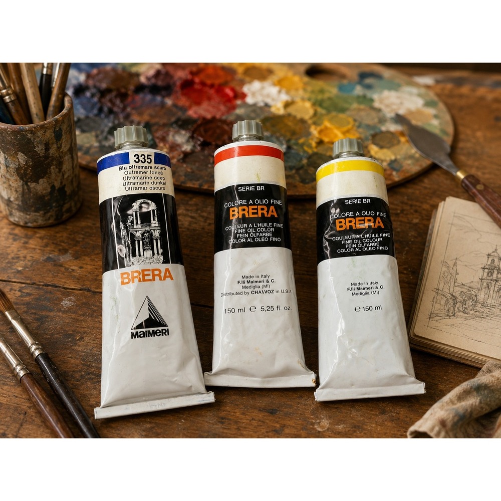 BRERA Oil Paint Color 150ml LOT-3 Fine Art Maimeri Ultramarine Red Lemon